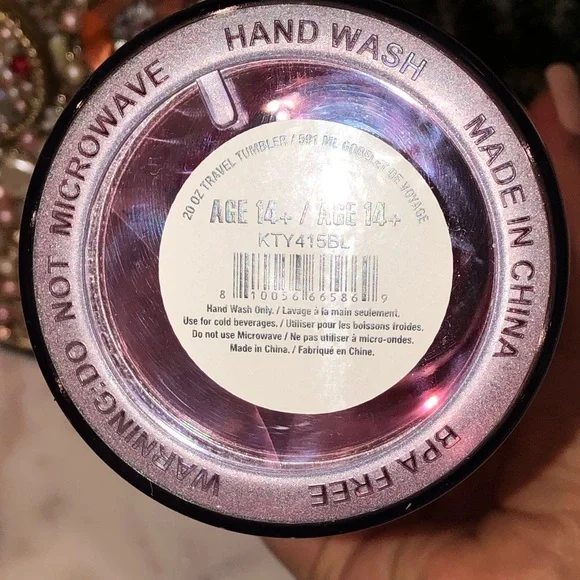 💖NWT💖 Hello Kitty Sanrio Striped Red & Pink Travel Mug with Lid - Picture 7 of 7